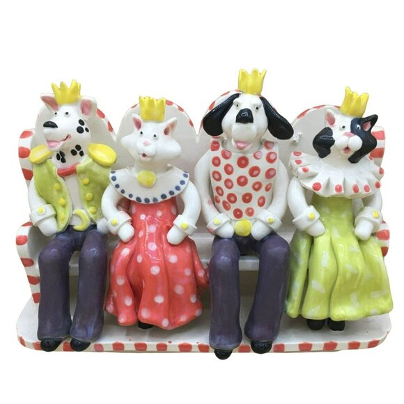 Reigning Cats & Dogs Sexton Sculpture - Unique Ceramic Figurine - Picture 2 of 13